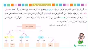 پاسخ تمرین ۸ و ۹ فصل یک فیزیک دهم